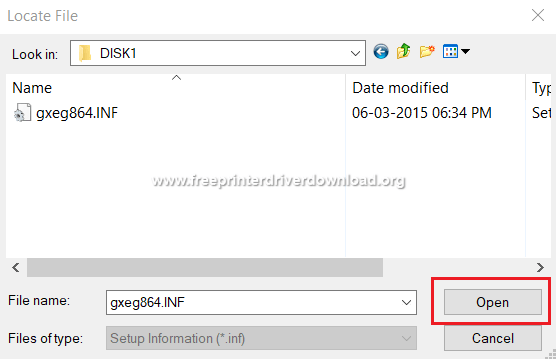 Select the gxeg864.inf file