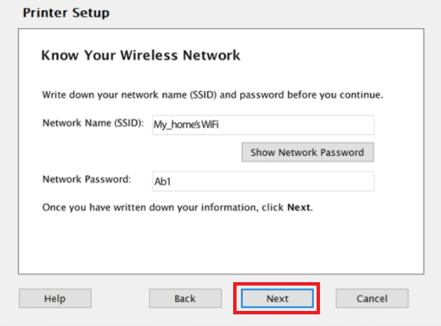 Show wifi name and password