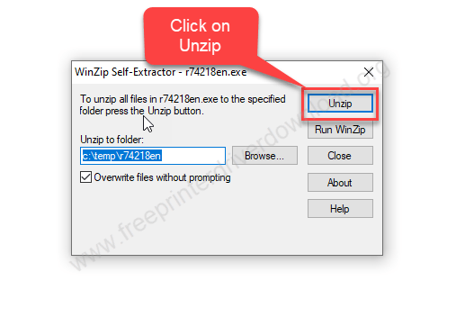 Click on Unzip