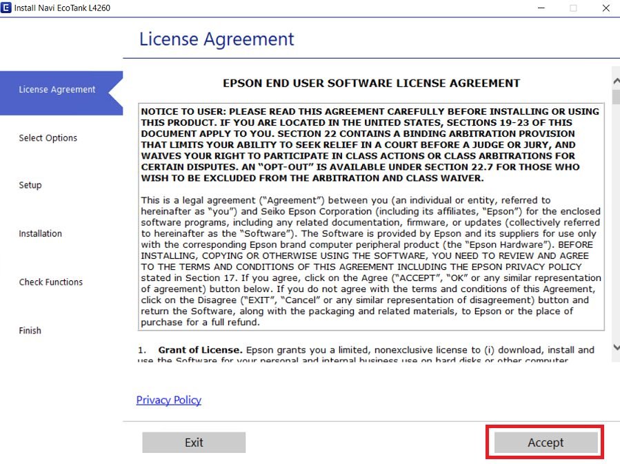  Epson L4260 agreement 