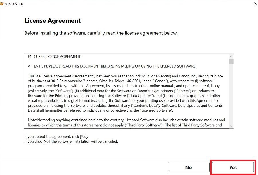 Agree on the license agreement