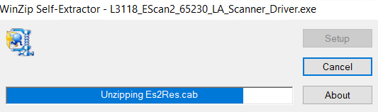 unzipping the L3118 scanner driver files