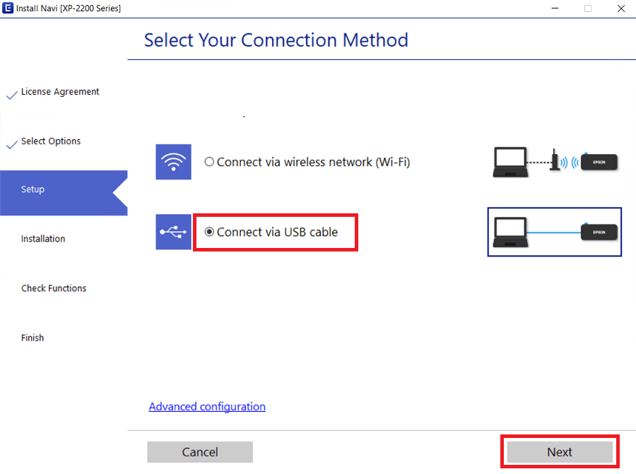 connect the USB cable