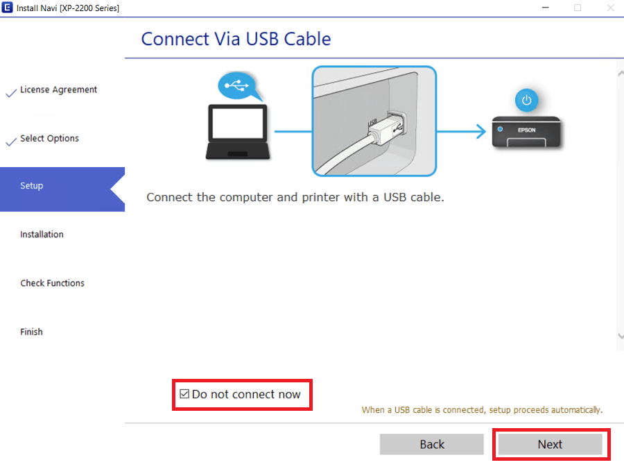 connect the USB cable