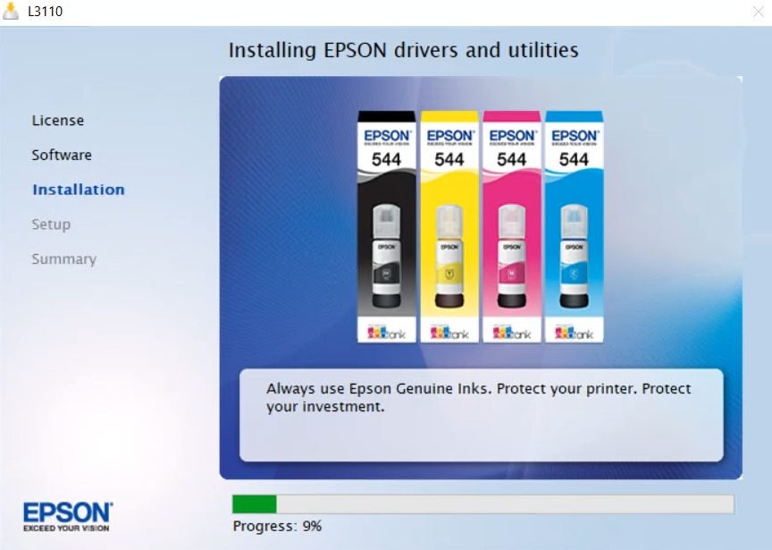 It is now installing the driver and software of L3118 printer