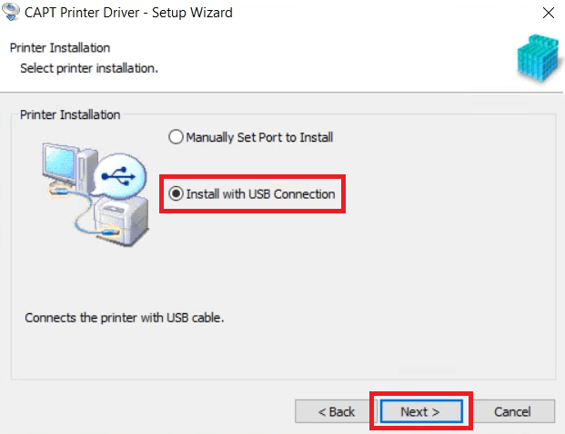 select USB option