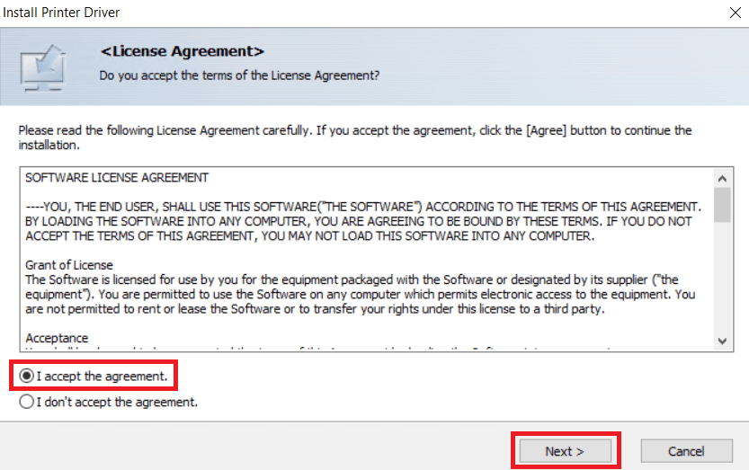 license agreement accept