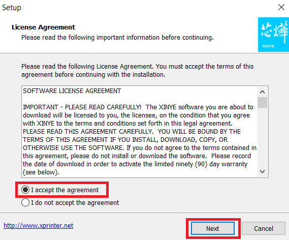 accept agreement click next