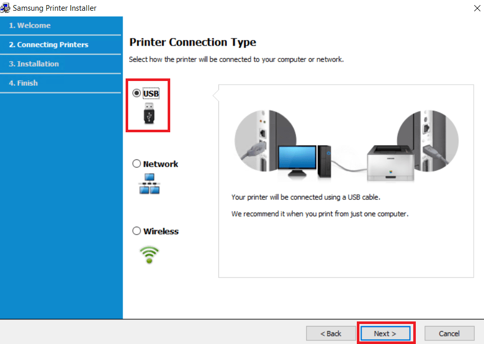 connect using usb port