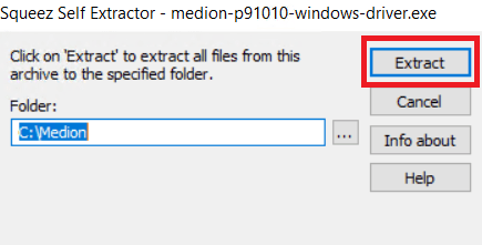 extract the driver setup files