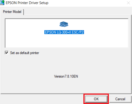 select printer model and proceed