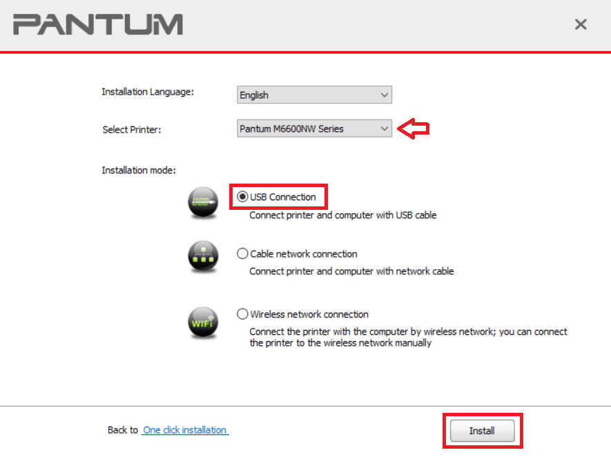 choose USB connection