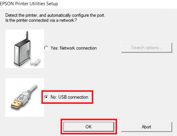 select USB connection method