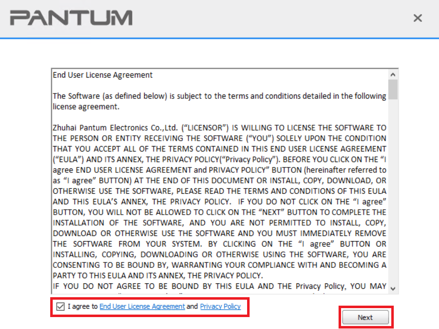 agree with end user license agreement