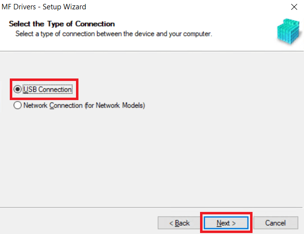 select USB connection method