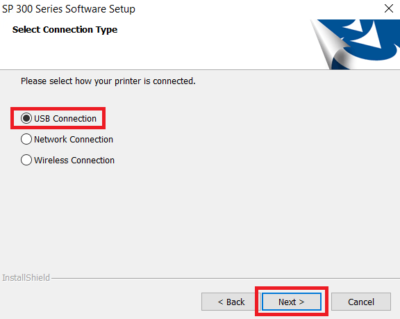 select USB connection option