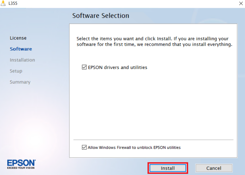 select software then install