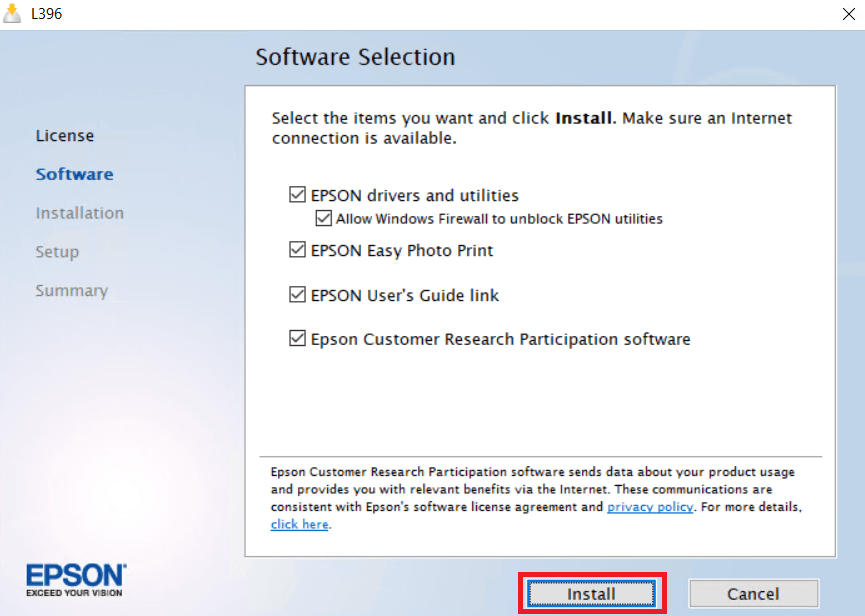 select your preferred software and driver