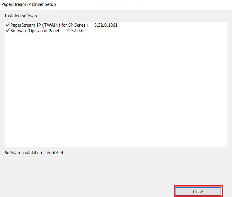 click close when finish installation