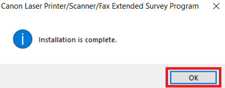 click OK after printer is installed