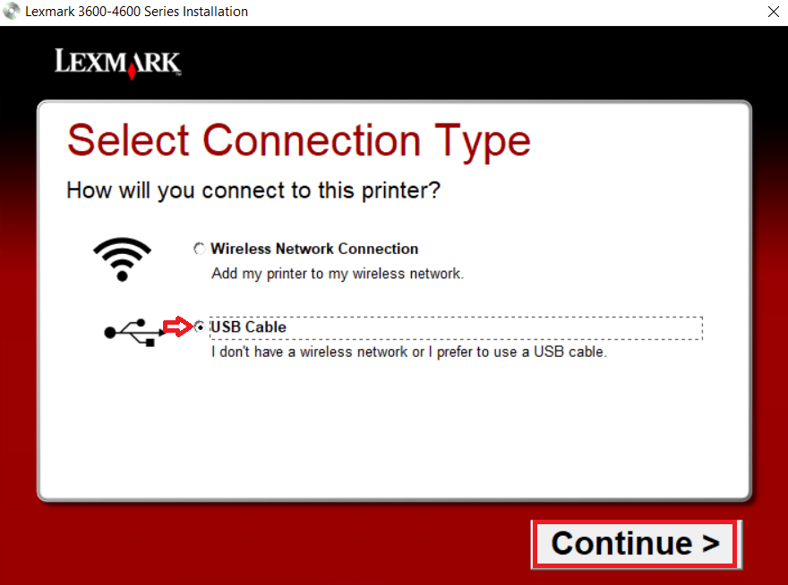 select USB connection method