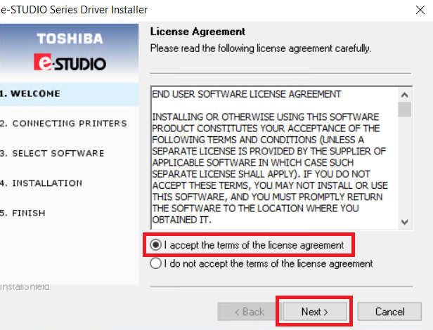 accept the license agreement