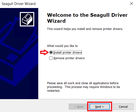 select install printer drivers option