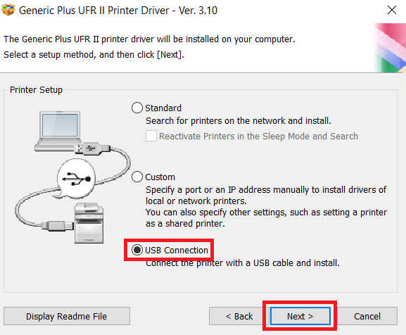 choose USB connection