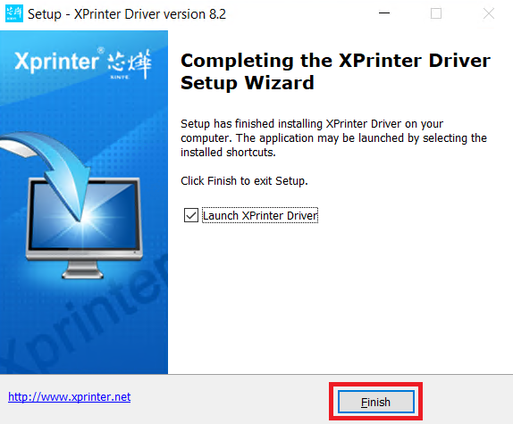 launch Xprinter driver setup