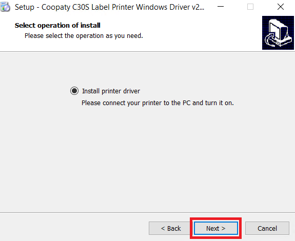 select install printer driver