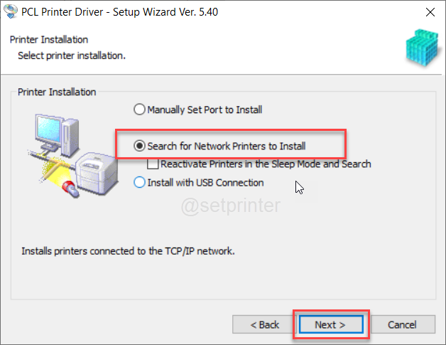 find printer on network