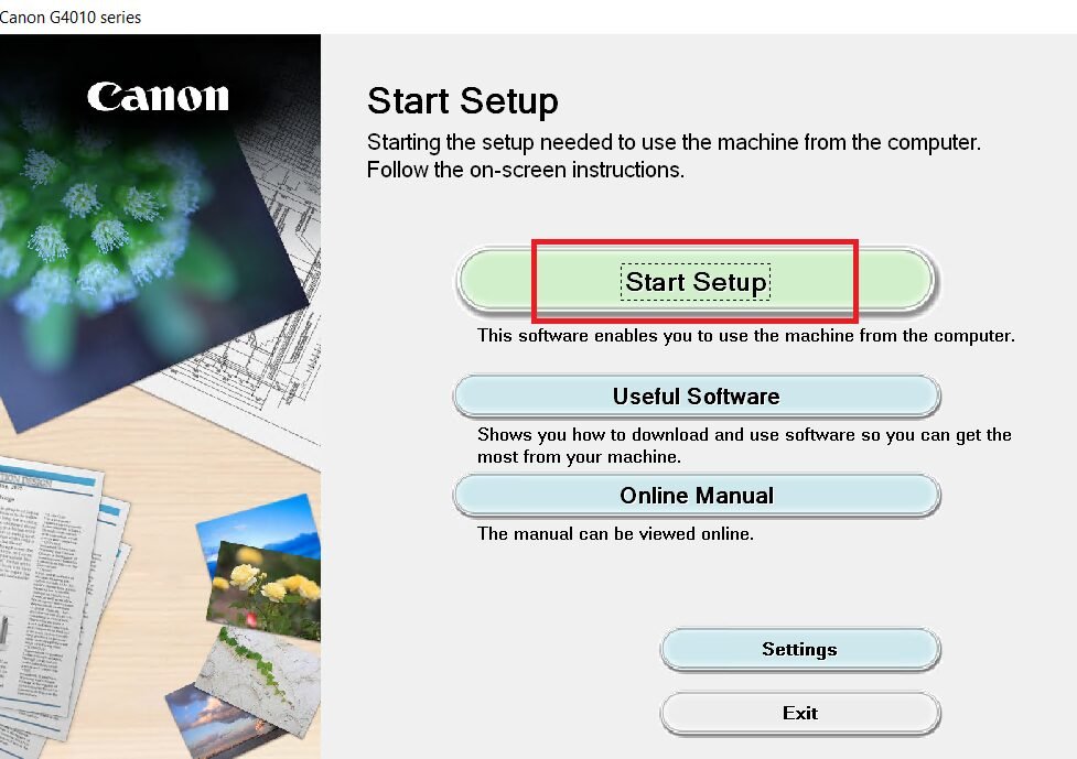 click on start setup